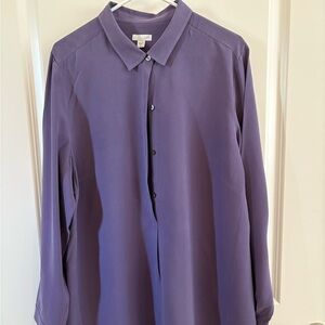 J. Jill Woman’s Casual Button Down Blouse in Deep Purple